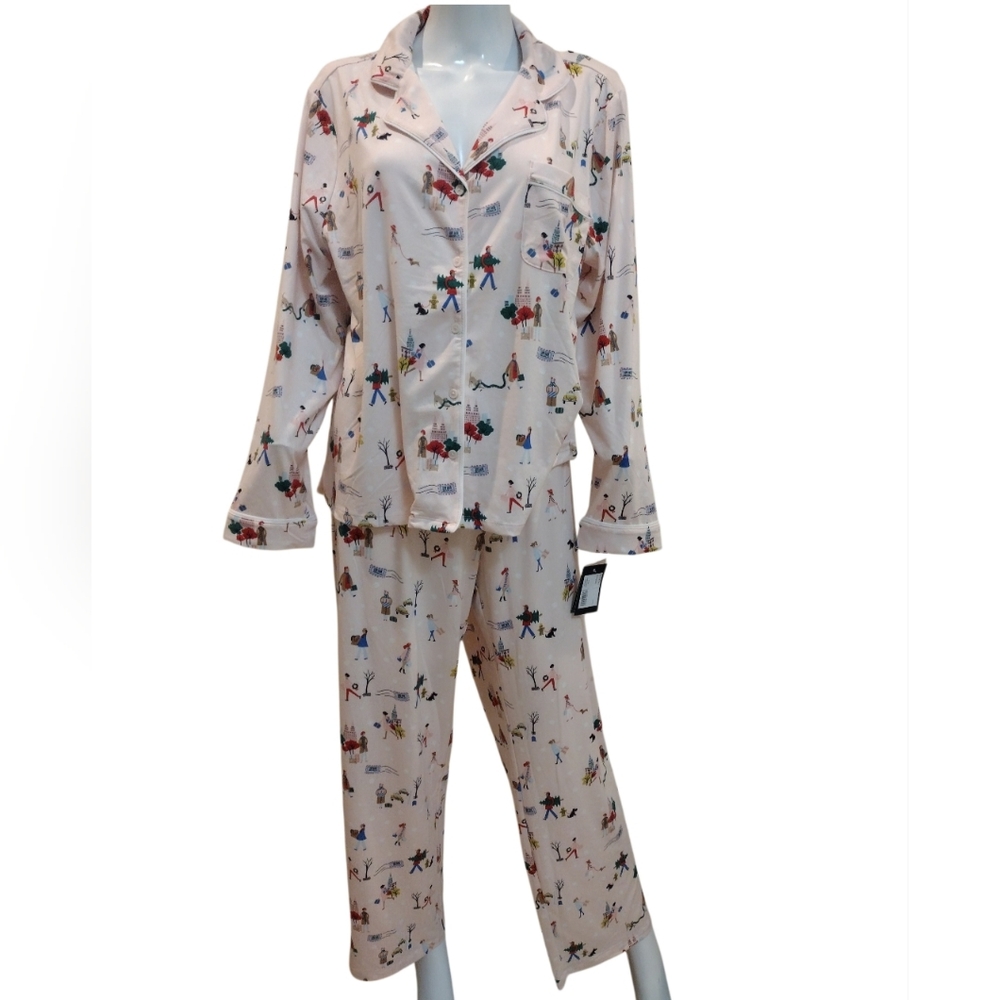 Kate Spade Christmas Multicolor Novelty Pajama Set Women XL Blush